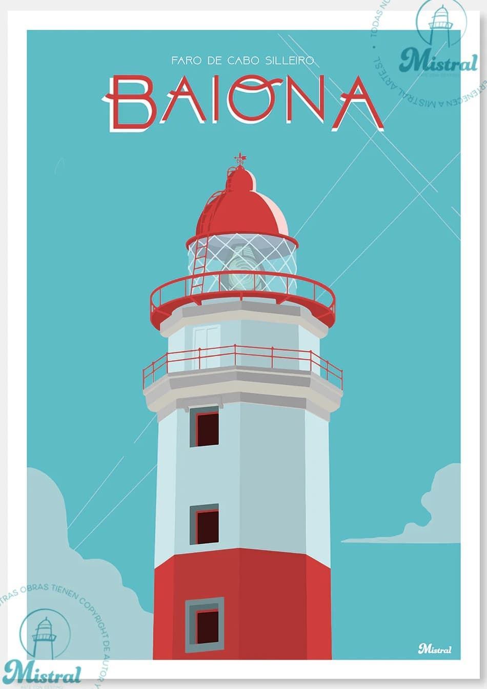 Lámina Faro Baiona (enmarcada) - Imagen 1